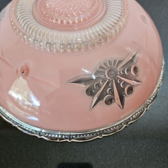 Vintage Pink Starburst Ceiling Shade Frosted Glass Light Fixture Cover 3 Hole - Picture 5 of 16